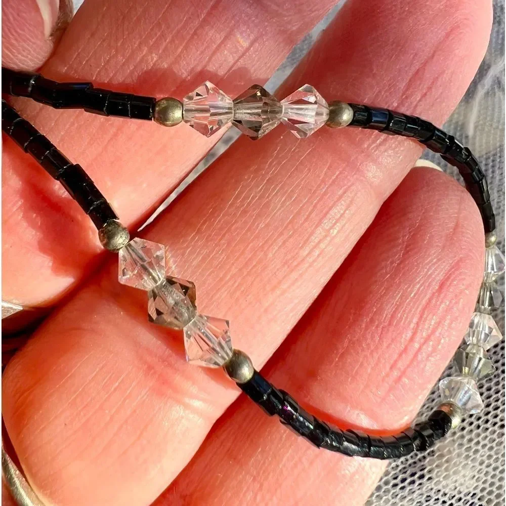 Vintage Dainty Sterling & Crystal Bracelet Anklet
